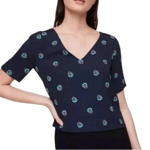 Babaton Randy cropped blouse in floral pansy print size S excellent condition